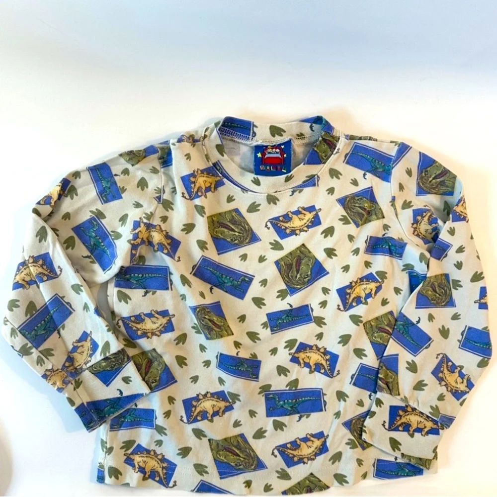 VTG BRATZ 80s 90s Dinos Geometric Long Sleeve‎ Shirt Unisex Kids 7